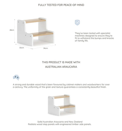 BOORI Australia Tidy Foot Step Stool (kids wooden stool)| Baby Furniture