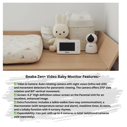 (PRE-ORDER) BEABA Zen+ Video Baby Monitor| Baby Safety