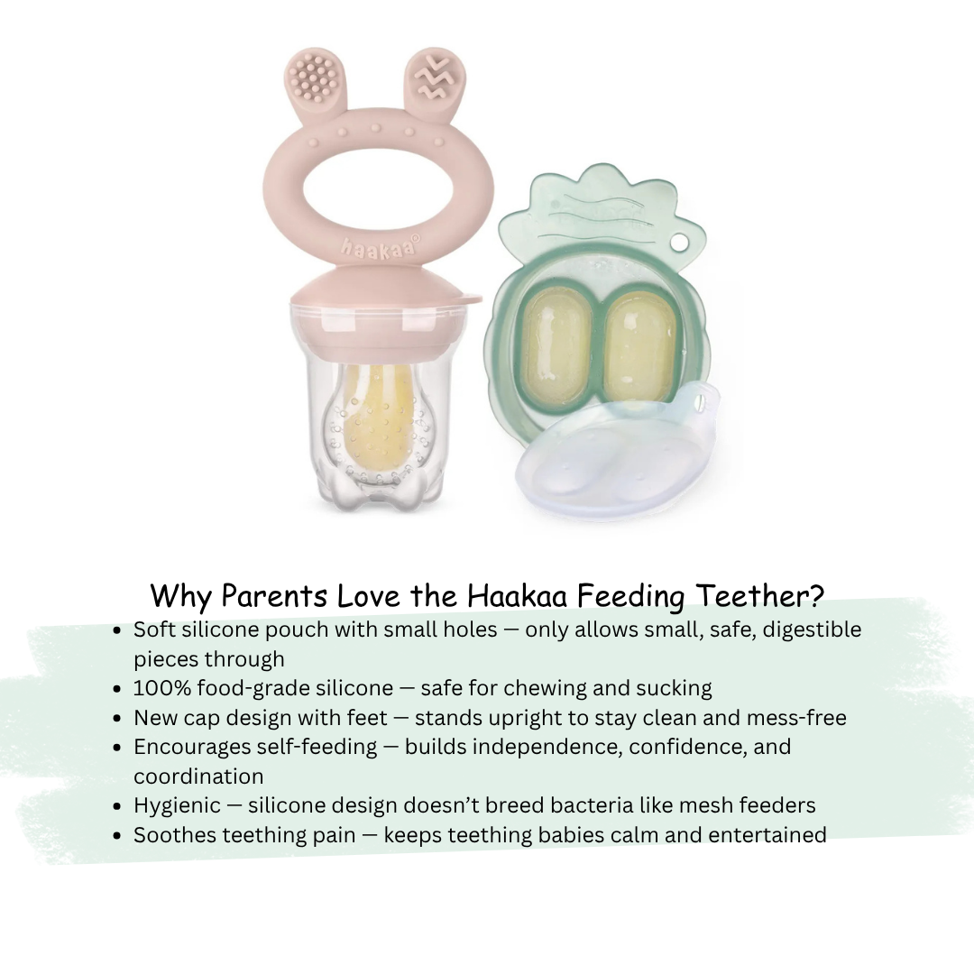 Haakaa Fresh Food Feeder Teether - Freeze-N-Feed Mini Combo - Silicone Feeder + Mini Tray | Baby Feeding