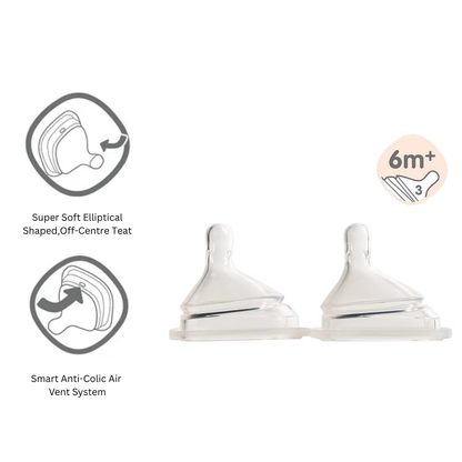 HEGEN Teat Fast Flow 6+M (2-pack) (Baby Teat)| Baby Feeding