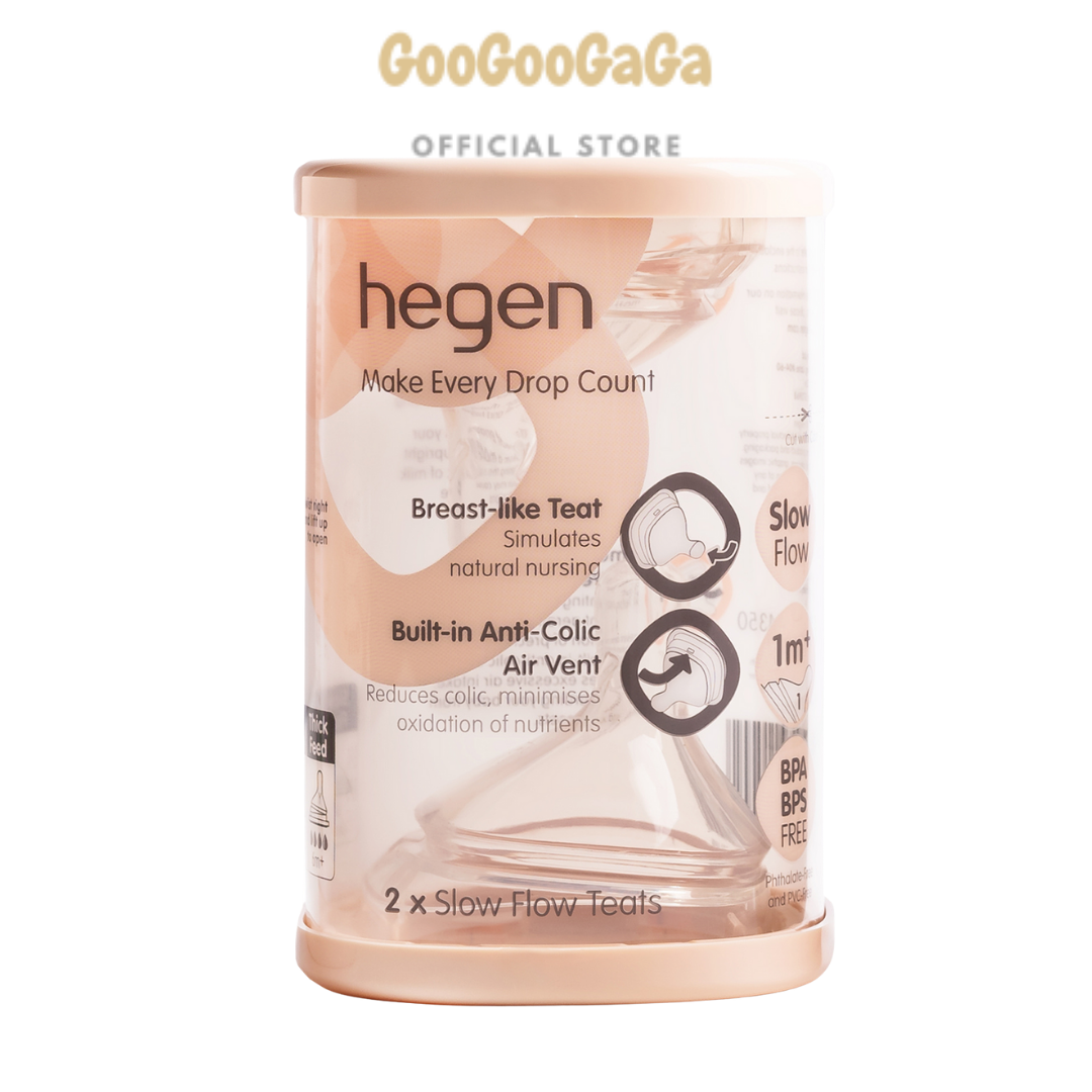 HEGEN Teat Slow Flow 1M+ (2-pack) (Baby Teat)| Baby Feeding