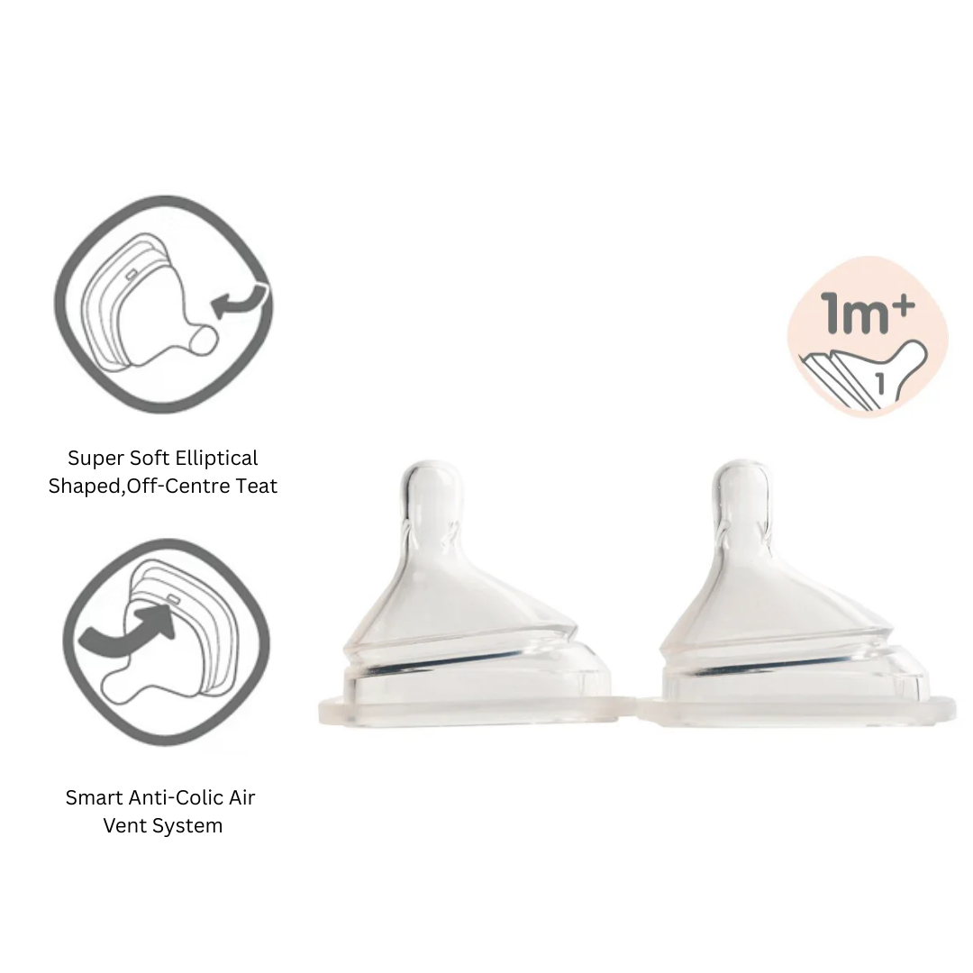 HEGEN Teat Slow Flow 1M+ (2-pack) (Baby Teat)| Baby Feeding