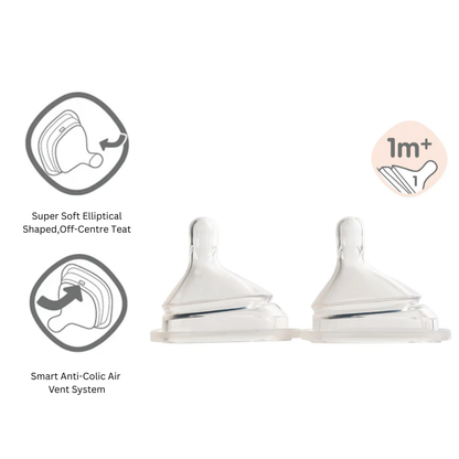 HEGEN Teat Slow Flow 1M+ (2-pack) (Baby Teat)| Baby Feeding