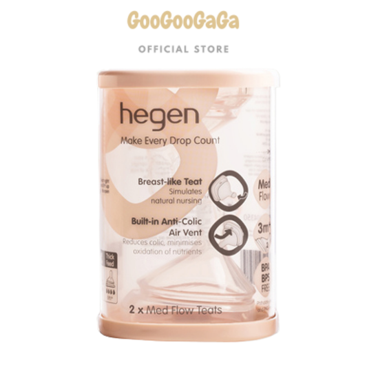 HEGEN Teat Medium Flow 3M+ (2-pack) (Baby Teat)| Baby Feeding