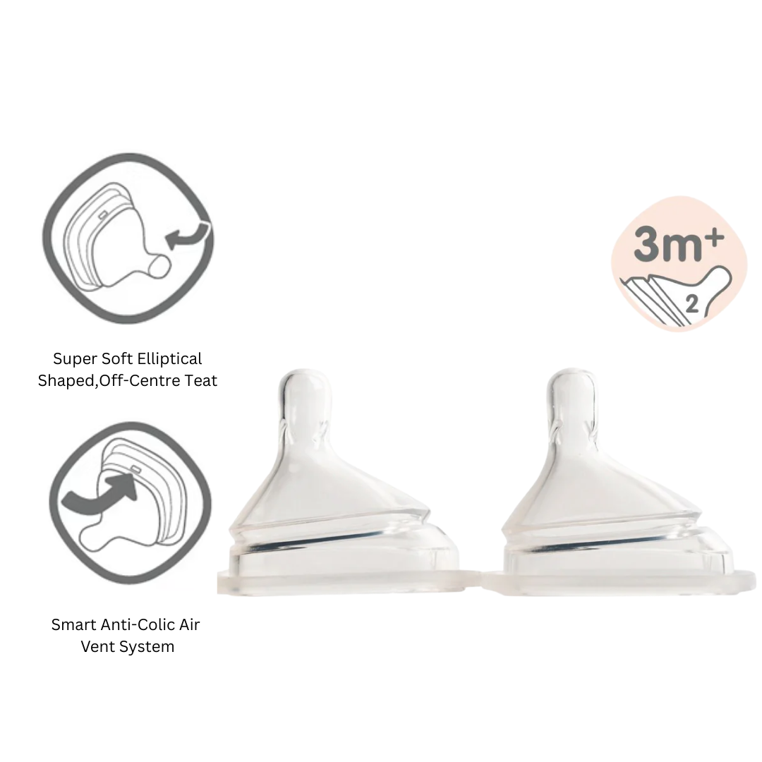 HEGEN Teat Medium Flow 3M+ (2-pack) (Baby Teat)| Baby Feeding