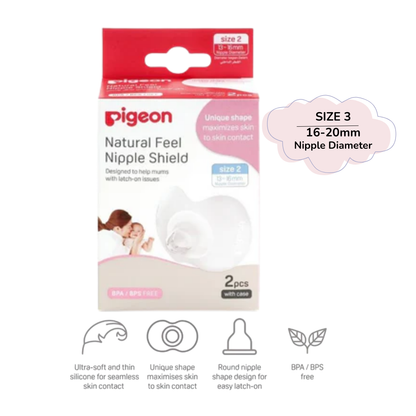PIGEON Nipple Shield Size 2 (13-16mm) / Size 3 (16-20mm) - 2 pcs| Breastfeeding