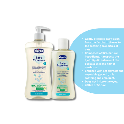 CHICCO Baby Moment Gentle Body Wash and Shampoo (newborn & baby)| Baby Skincare