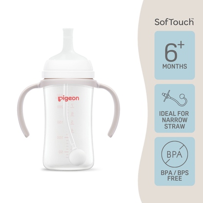 PIGEON SofTouch™ Wide Neck BPP Step Up Straw Bottle Set 240ml | Baby Feeding