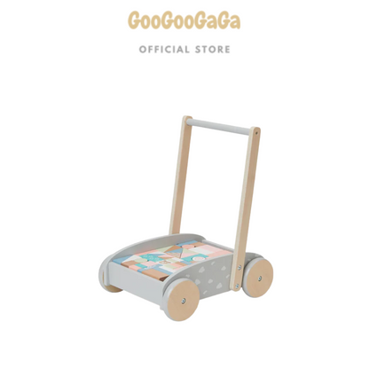 (PRE-ORDER) Bubble Wooden Baby Push Cart & Walker with 45 Building Blocks | Play & Activity Essentials