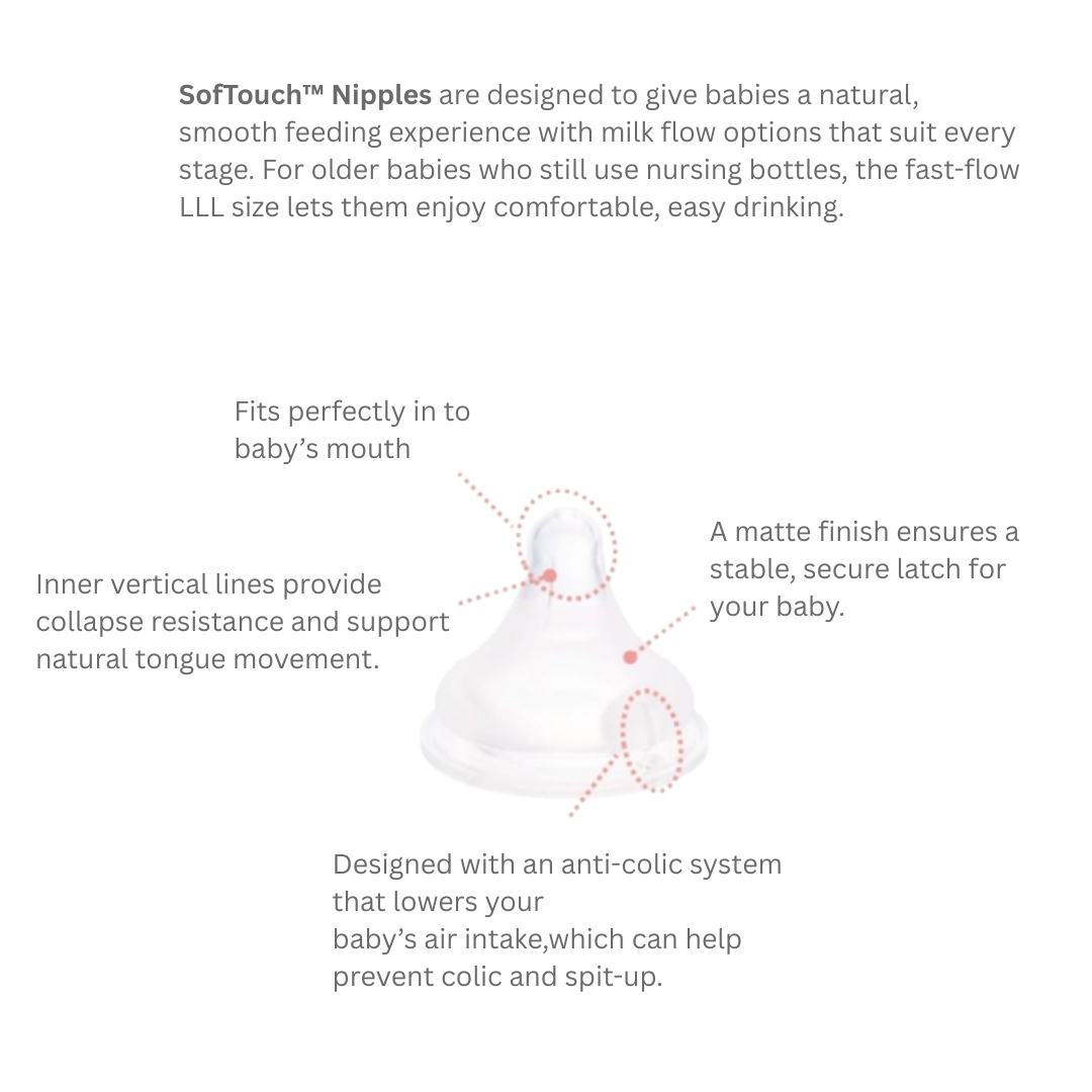 PIGEON Softouch Wide Neck Latch-On Teat | Baby Feeding Essential