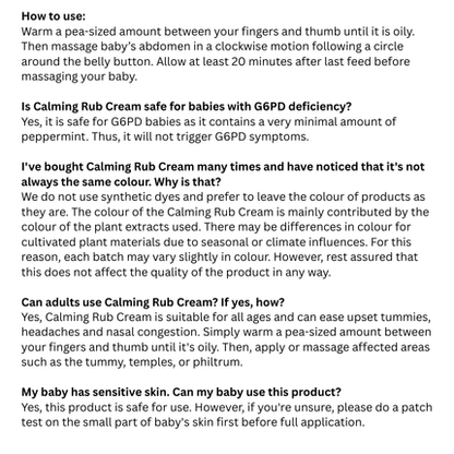 BUDS ORGANIC Baby Calming Rub Cream (Tube) 30ml | Baby Skincare