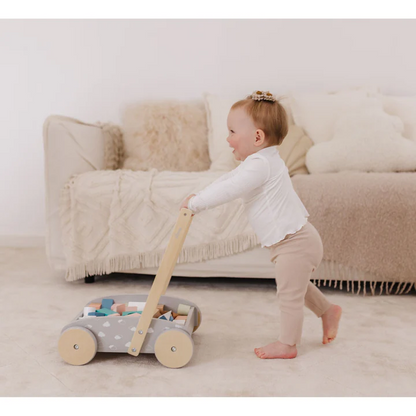 (PRE-ORDER) Bubble Wooden Baby Push Cart & Walker with 45 Building Blocks | Play & Activity Essentials