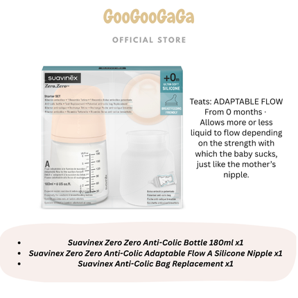 SUAVINEX Zero Zero Baby Bottle Starter Set 0M+ (180ml) | Baby Feeding