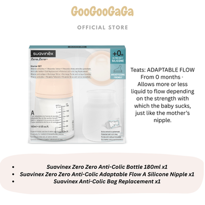 SUAVINEX Zero Zero Baby Bottle Starter Set 0M+ (180ml) | Baby Feeding