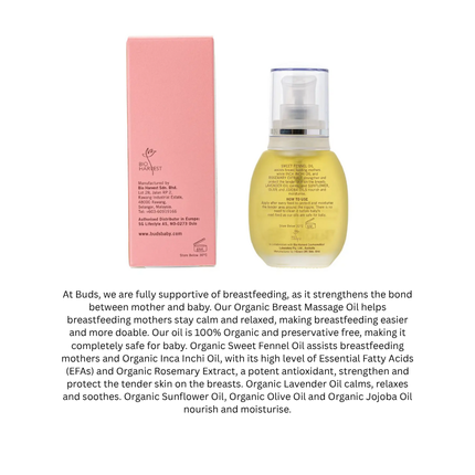 BUDS ORGANIC Organic Breast Massage Oil 30ml | Breastfeeding Moms
