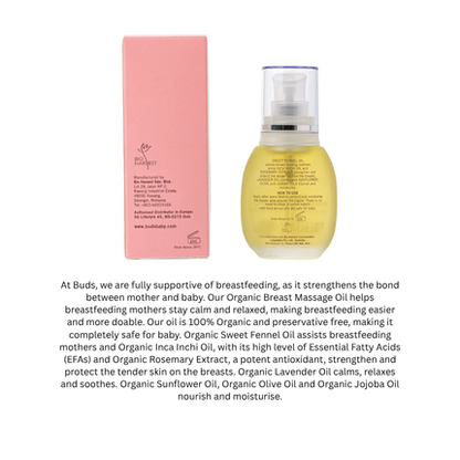 BUDS ORGANIC Organic Breast Massage Oil 30ml | Breastfeeding Moms