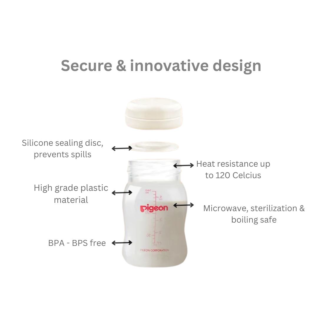 PIGEON Wide Neck Breastmilk Storage Bottle PP  (160ml / 3 bottle) | Baby Feeding Essentials