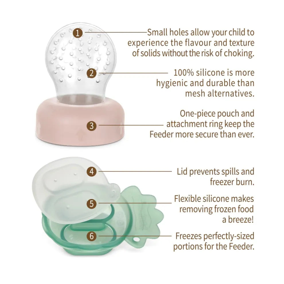 Haakaa Fresh Food Feeder Teether - Freeze-N-Feed Mini Combo - Silicone Feeder + Mini Tray | Baby Feeding