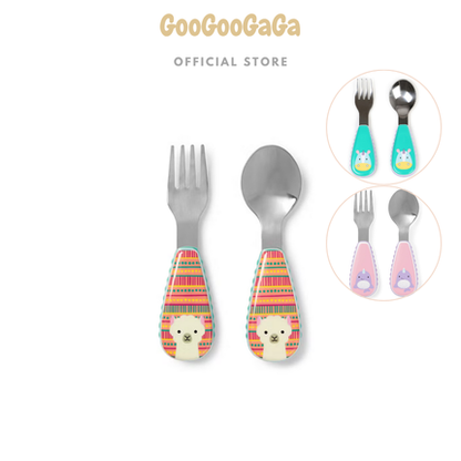 SKIP HOP Zoo Utensils Fork & Spoon (Solid Tools) | Feeding Essentials