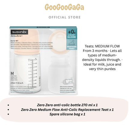SUAVINEX Zero Zero Baby Bottle Follow on Set 3M+(270ml) | Baby Feeding