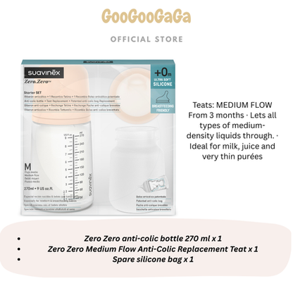 SUAVINEX Zero Zero Baby Bottle Follow on Set 3M+(270ml) | Baby Feeding