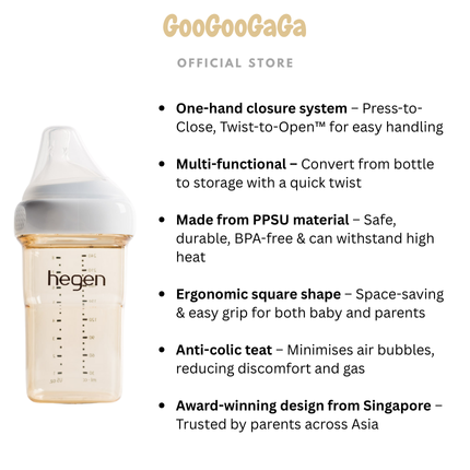 HEGEN PCTO™240ml/8oz Feeding Bottle PPSU (Baby Milk Bottle)| Baby Feeding