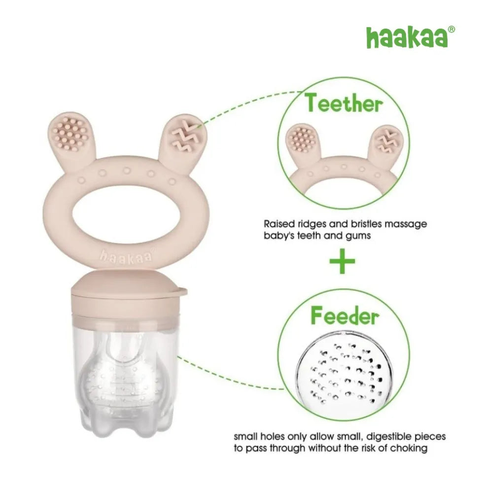 Haakaa Fresh Food Feeder Teether - Freeze-N-Feed Mini Combo - Silicone Feeder + Mini Tray | Baby Feeding