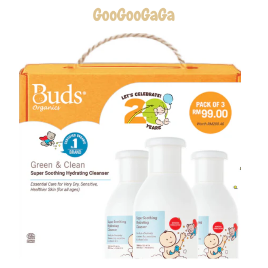 BUDS ORGANIC Super Soothing Hydrating Cleanser Triple Pack | Baby Skincare