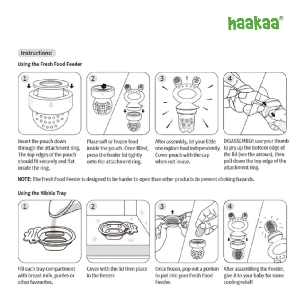 Haakaa Fresh Food Feeder Teether - Freeze-N-Feed Mini Combo - Silicone Feeder + Mini Tray | Baby Feeding