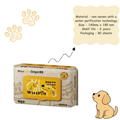 Deeyeo x Wizzpet Pets SPA Hyaluronic Acid Wipes Wet Tissue (80 Sheets) | Pet Care