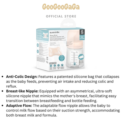 SUAVINEX Zero Zero New Born Starter Set (Milk Bottle + Soother) | Baby Feeding