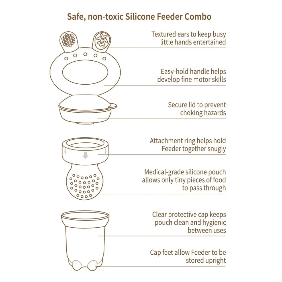 Haakaa Fresh Food Feeder Teether - Freeze-N-Feed Mini Combo - Silicone Feeder + Mini Tray | Baby Feeding
