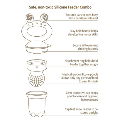 Haakaa Fresh Food Feeder Teether - Freeze-N-Feed Mini Combo - Silicone Feeder + Mini Tray | Baby Feeding