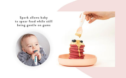 BEABA 2nd Stage Training Fork & Spoon with Case | Feeding Essentials