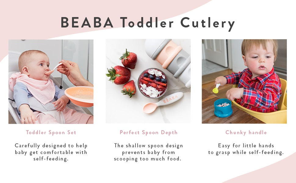 BEABA 2nd Stage Training Fork & Spoon with Case | Feeding Essentials