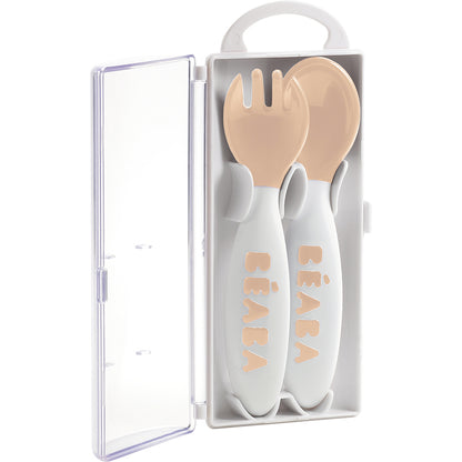 BEABA 2nd Stage Training Fork & Spoon with Case | Feeding Essentials