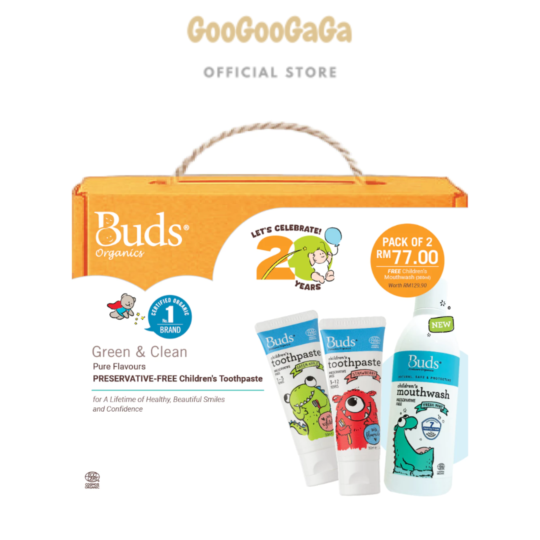 BUDS ORGANIC Buds Children's Toothpaste Xylitol & Fluoride Pack  | Baby Skincare