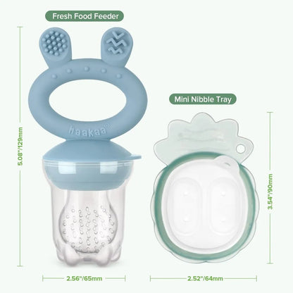 Haakaa Fresh Food Feeder Teether - Freeze-N-Feed Mini Combo - Silicone Feeder + Mini Tray | Baby Feeding