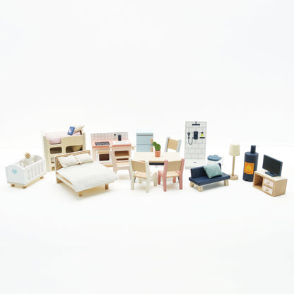[Pre-Order] Le Toy Van Complete Dolls House Furniture Set - 35 Pieces | Wooden Toy