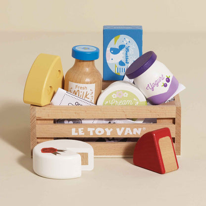 [Pre-Order] Le Toy Van Wooden Market Crate - Cheese & Dairy | Wooden Toy