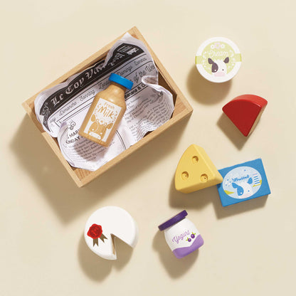 [Pre-Order] Le Toy Van Wooden Market Crate - Cheese & Dairy | Wooden Toy
