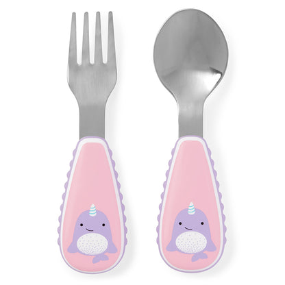 SKIP HOP Zoo Utensils Fork & Spoon (Solid Tools) | Feeding Essentials