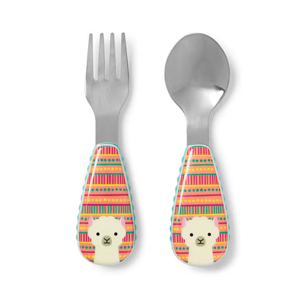 SKIP HOP Zoo Utensils Fork & Spoon (Solid Tools) | Feeding Essentials
