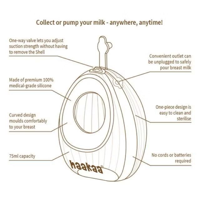 HAAKAA Shell Wearable Silicone Pump -75ml (Breast pump, Milk Collector)| Breastfeeding