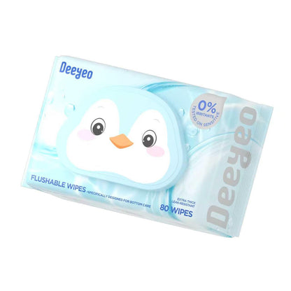 DEEYEO Flushable Pure Water Wet Toilet Tissues (80 Sheets) | Personal Care