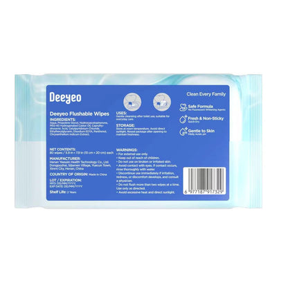 DEEYEO Flushable Pure Water Wet Toilet Tissues (80 Sheets) | Personal Care
