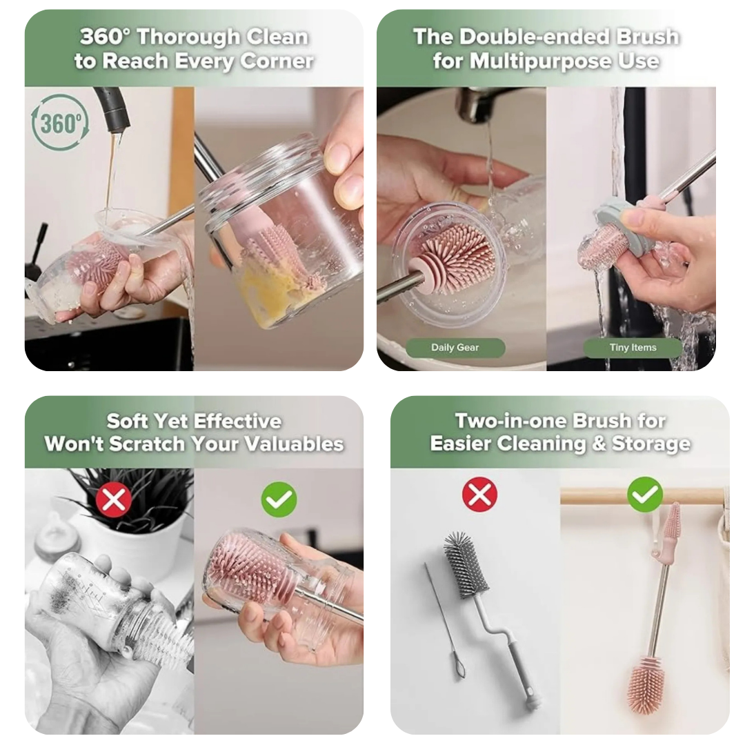 Haakaa Double-Ended Silicone Cleaning Brush | Baby Feeding Essential
